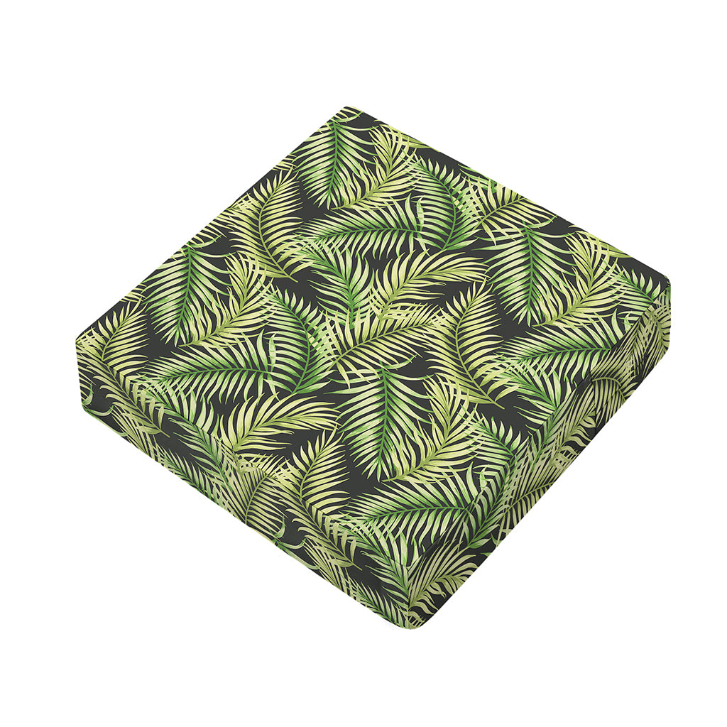 Green Tropical Palm Leaf Pattern Print Outdoor Seat Cushion Cover