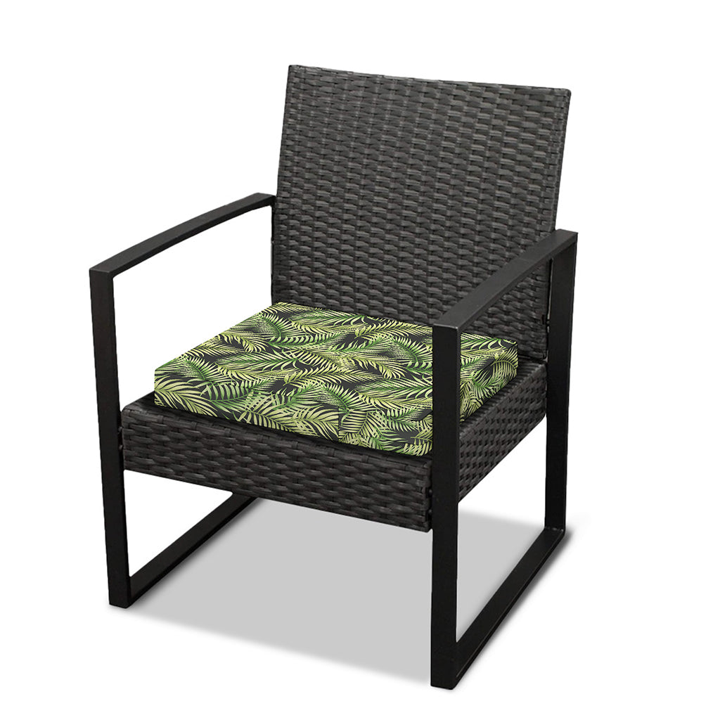 Green Tropical Palm Leaf Pattern Print Outdoor Seat Cushion Cover