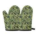 Green Tropical Palm Leaf Pattern Print Oven Mitts