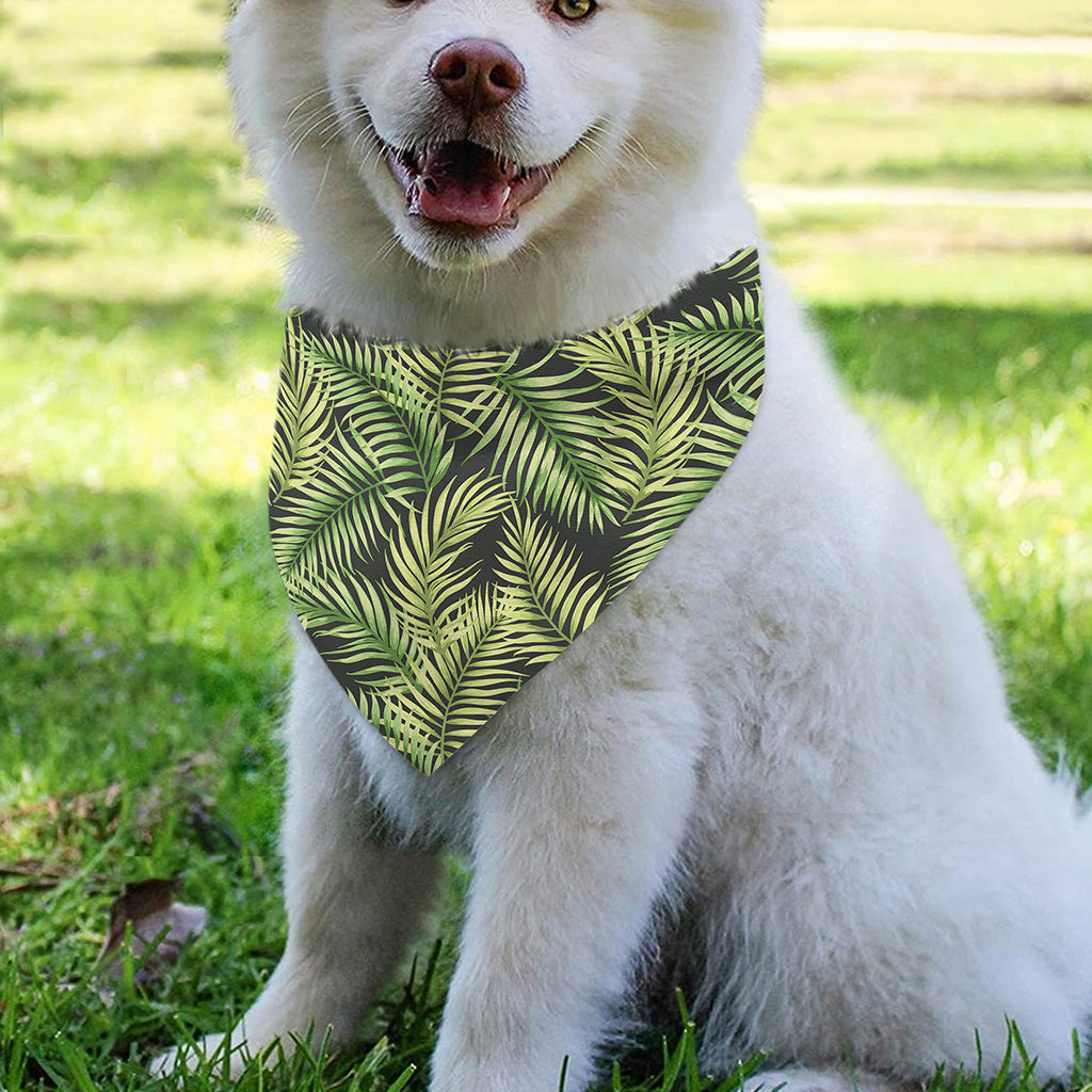 Green Tropical Palm Leaf Pattern Print Over The Collar Dog Bandana