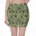 Green Tropical Palm Leaf Pattern Print Pencil Mini Skirt