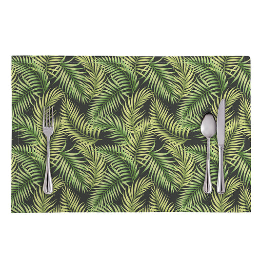 Green Tropical Palm Leaf Pattern Print Placemat