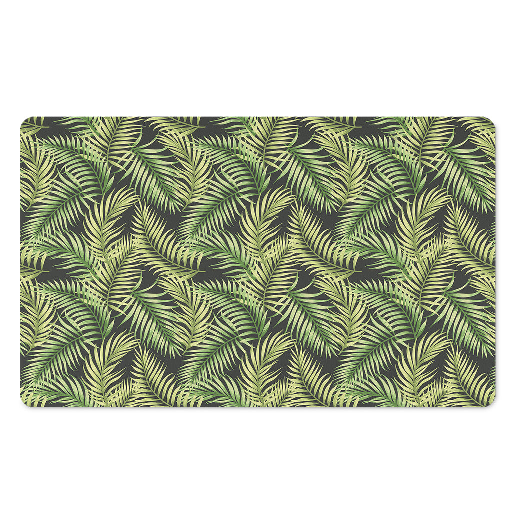 Green Tropical Palm Leaf Pattern Print Polyester Doormat