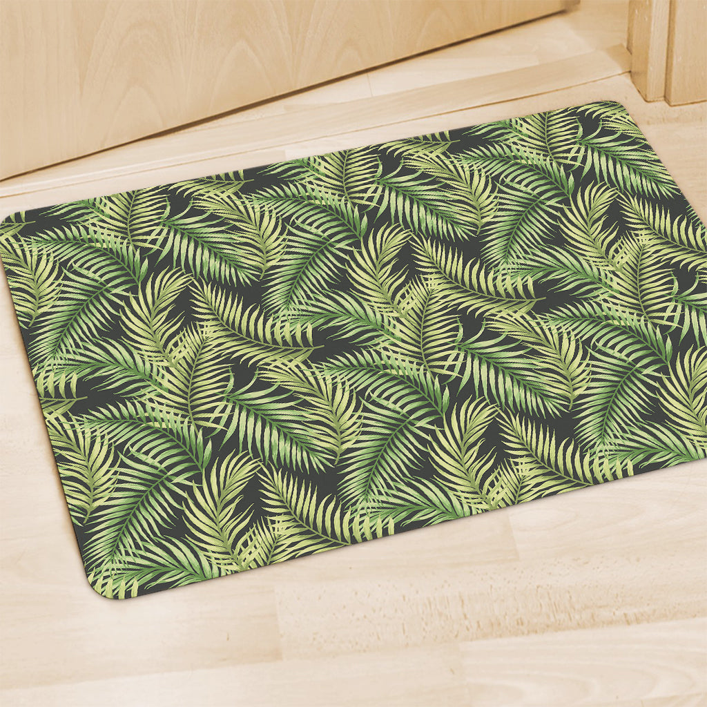 Green Tropical Palm Leaf Pattern Print Polyester Doormat