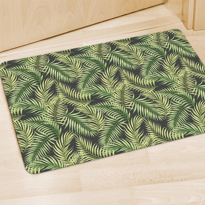 Green Tropical Palm Leaf Pattern Print Polyester Doormat