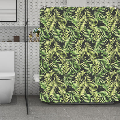 Green Tropical Palm Leaf Pattern Print Polyester Shower Curtain