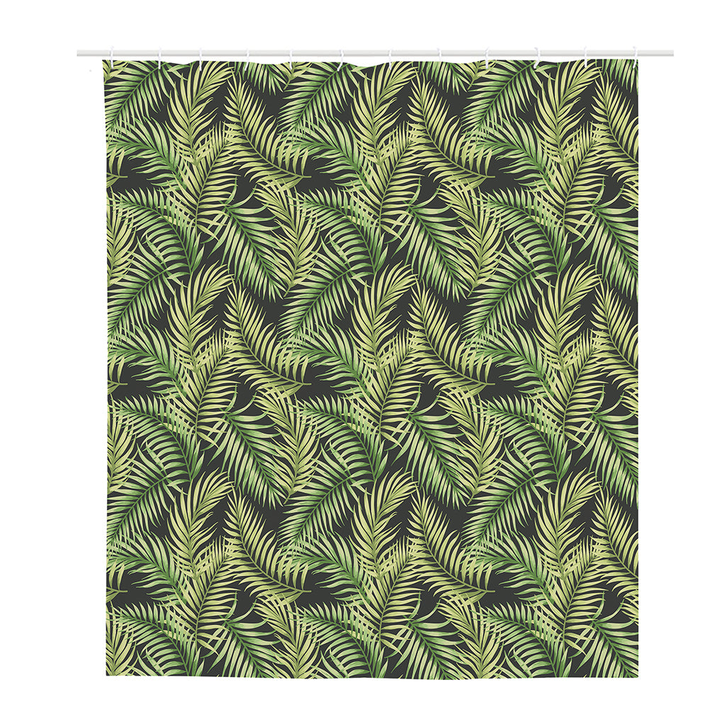 Green Tropical Palm Leaf Pattern Print Polyester Shower Curtain
