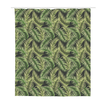 Green Tropical Palm Leaf Pattern Print Polyester Shower Curtain
