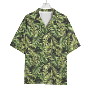 Green Tropical Palm Leaf Pattern Print Rayon Hawaiian Shirt
