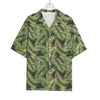 Green Tropical Palm Leaf Pattern Print Rayon Hawaiian Shirt