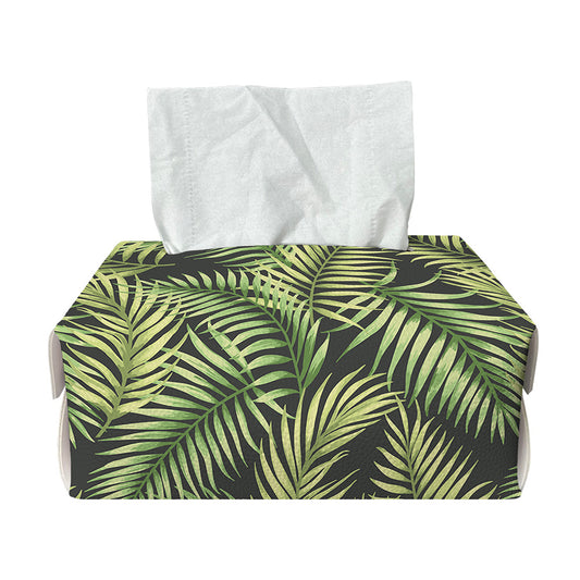 Green Tropical Palm Leaf Pattern Print Rectangle Tissue Box Cover