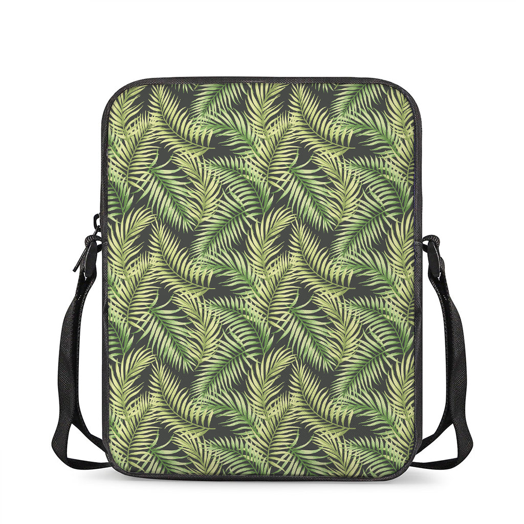 Green Tropical Palm Leaf Pattern Print Rectangular Crossbody Bag