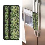 Green Tropical Palm Leaf Pattern Print Refrigerator Handle Covers