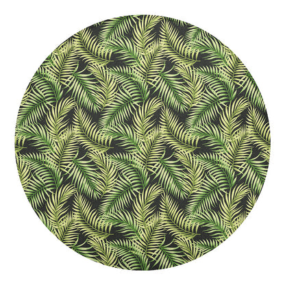 Green Tropical Palm Leaf Pattern Print Round Blanket