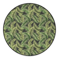 Green Tropical Palm Leaf Pattern Print Round Floor Mat