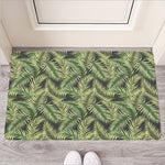 Green Tropical Palm Leaf Pattern Print Rubber Doormat