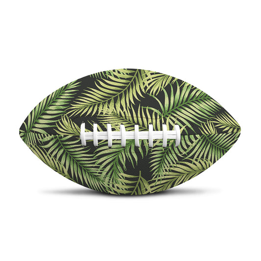 Green Tropical Palm Leaf Pattern Print Rugby Ball