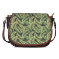 Green Tropical Palm Leaf Pattern Print Saddle Bag