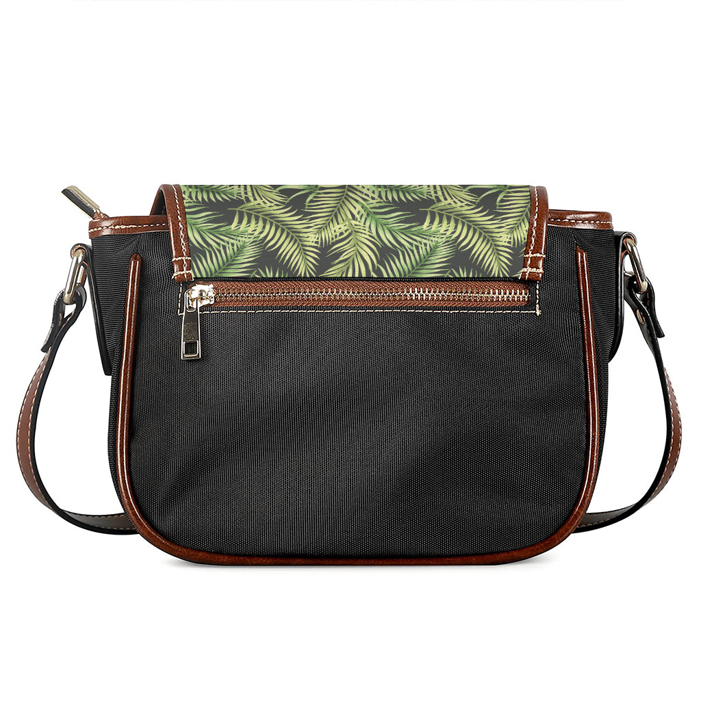 Green Tropical Palm Leaf Pattern Print Saddle Bag
