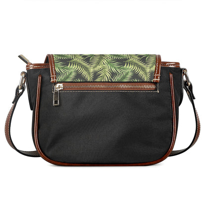 Green Tropical Palm Leaf Pattern Print Saddle Bag