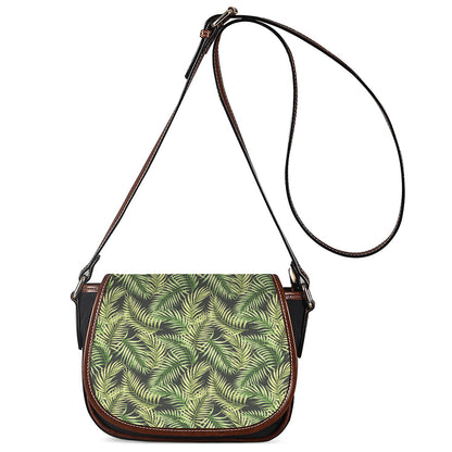 Green Tropical Palm Leaf Pattern Print Saddle Bag