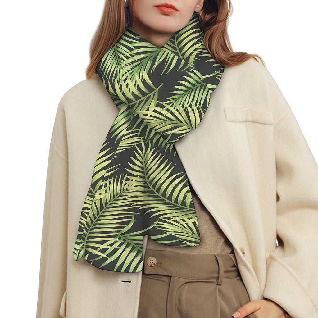 Green Tropical Palm Leaf Pattern Print Scarf