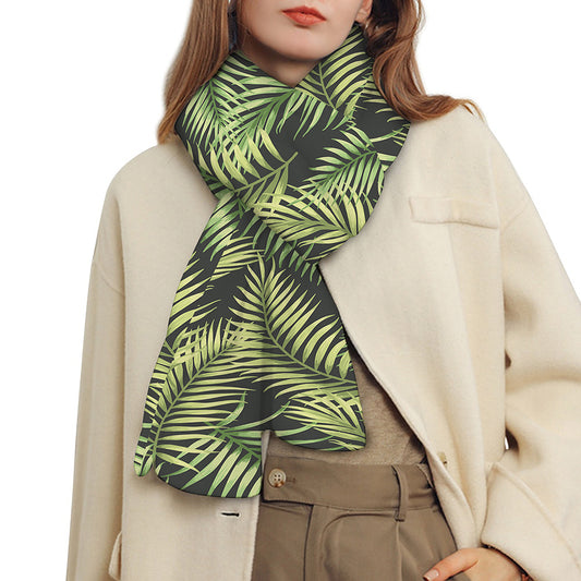 Green Tropical Palm Leaf Pattern Print Scarf