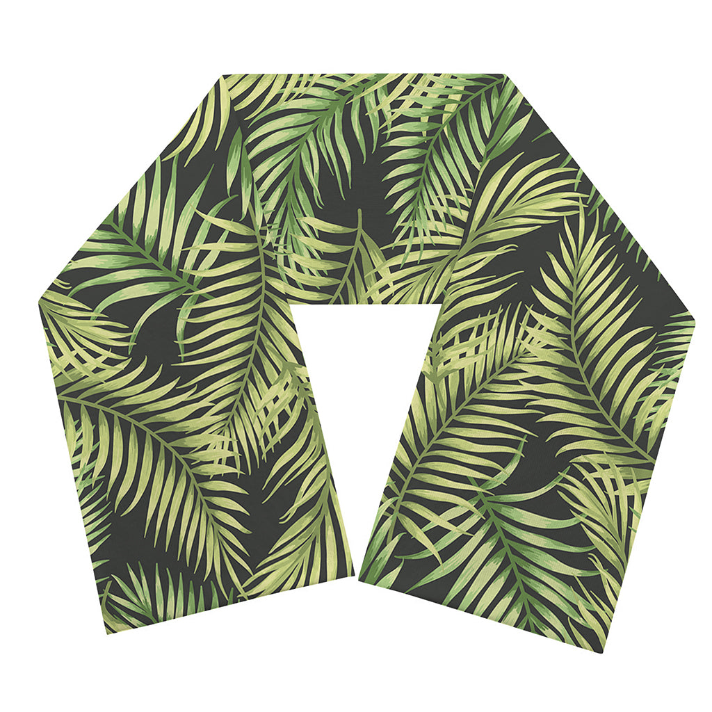 Green Tropical Palm Leaf Pattern Print Scarf