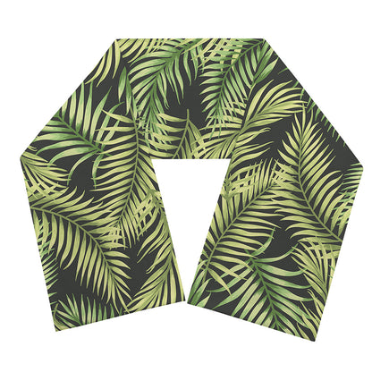 Green Tropical Palm Leaf Pattern Print Scarf