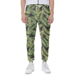 Green Tropical Palm Leaf Pattern Print Scuba Joggers