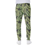 Green Tropical Palm Leaf Pattern Print Scuba Joggers