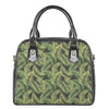 Green Tropical Palm Leaf Pattern Print Shoulder Handbag