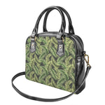 Green Tropical Palm Leaf Pattern Print Shoulder Handbag