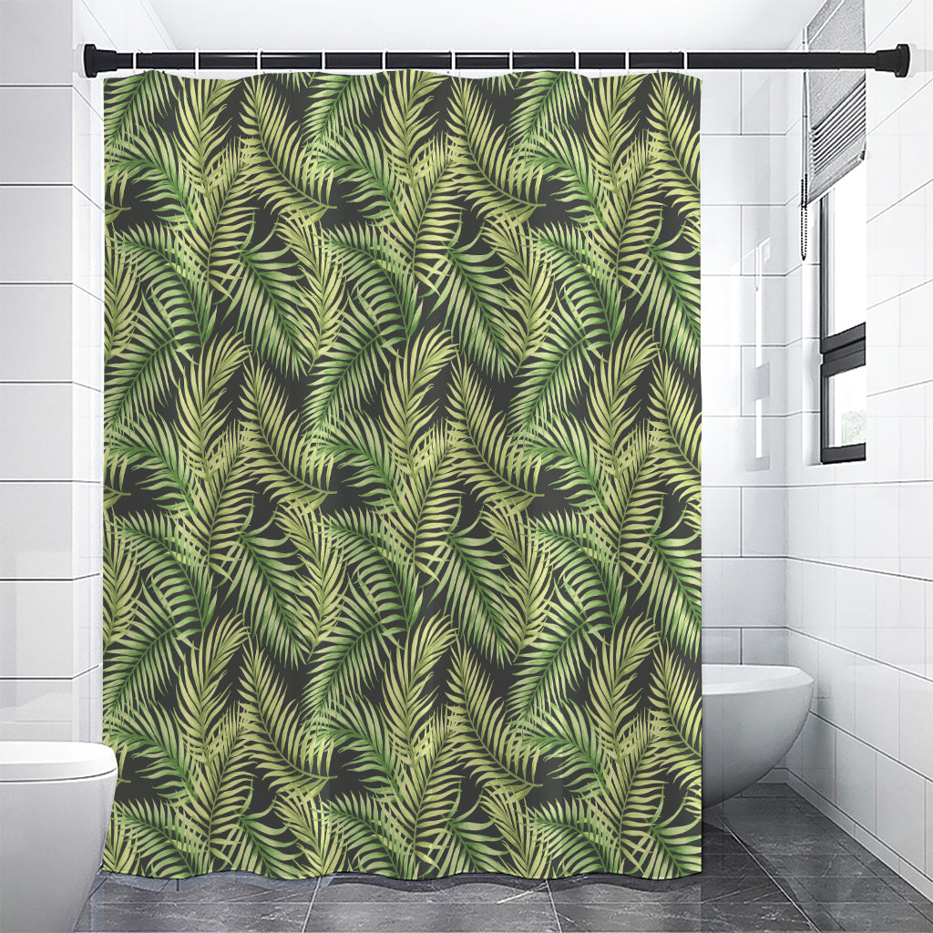 Green Tropical Palm Leaf Pattern Print Shower Curtain