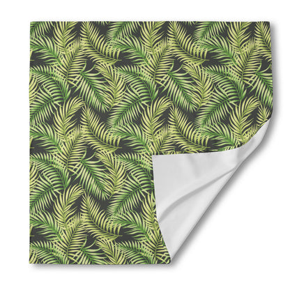 Green Tropical Palm Leaf Pattern Print Silk Bandana
