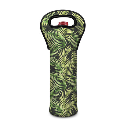 Green Tropical Palm Leaf Pattern Print Single Neoprene Wine Tote
