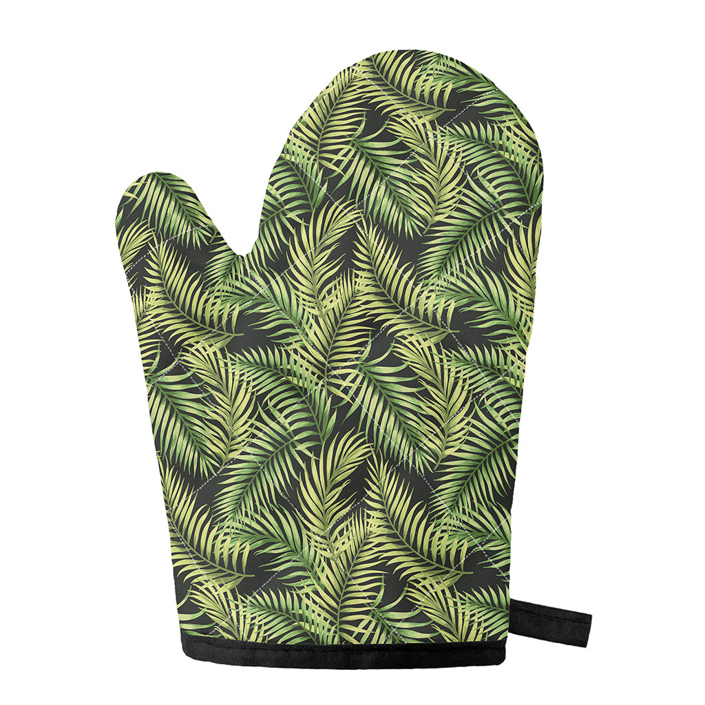 Green Tropical Palm Leaf Pattern Print Single Oven Mitt