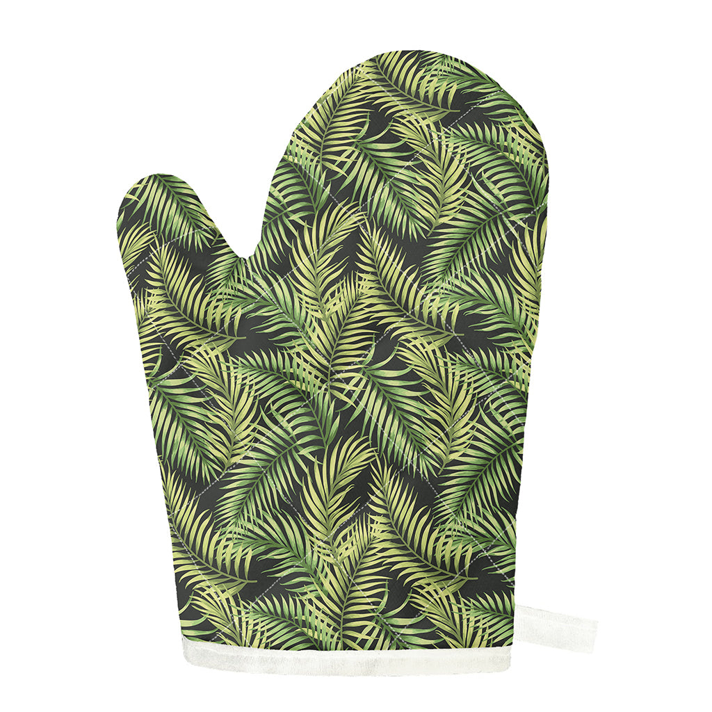 Green Tropical Palm Leaf Pattern Print Single Oven Mitt
