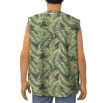 Green Tropical Palm Leaf Pattern Print Sleeveless Baseball Jersey