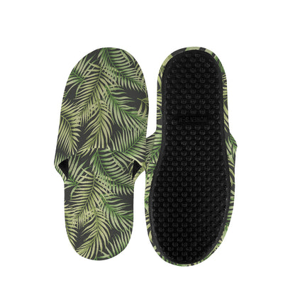 Green Tropical Palm Leaf Pattern Print Slippers