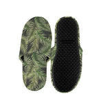 Green Tropical Palm Leaf Pattern Print Slippers
