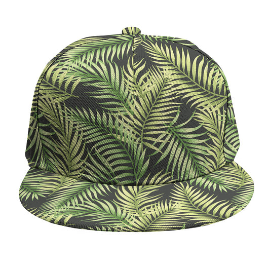 Green Tropical Palm Leaf Pattern Print Snapback Cap