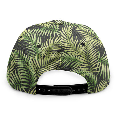 Green Tropical Palm Leaf Pattern Print Snapback Cap