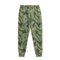 Green Tropical Palm Leaf Pattern Print Sweatpants