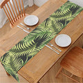 Green Tropical Palm Leaf Pattern Print Table Runner