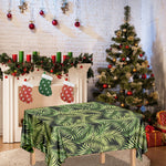 Green Tropical Palm Leaf Pattern Print Tablecloth
