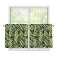 Green Tropical Palm Leaf Pattern Print Tier Curtains