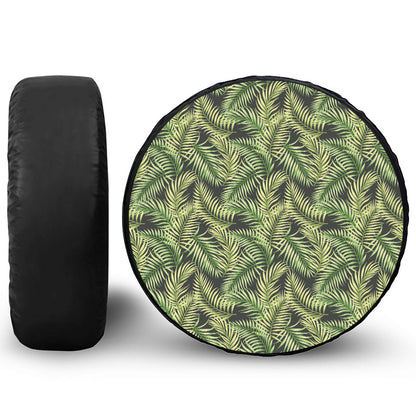 Green Tropical Palm Leaf Pattern Print Tire Cover