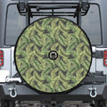 Green Tropical Palm Leaf Pattern Print Tire Cover With Camera Hole
