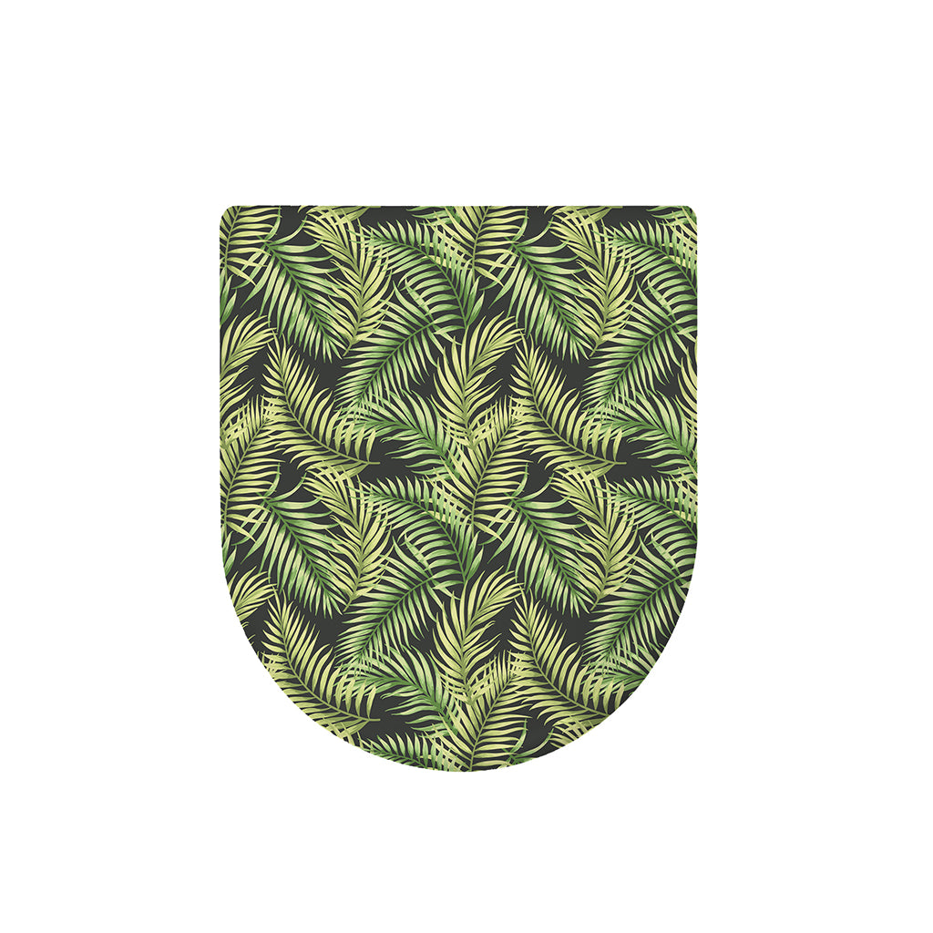 Green Tropical Palm Leaf Pattern Print Toilet Lid Cover